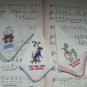 Embroidered Nursery Rhyme Handkerchiefs